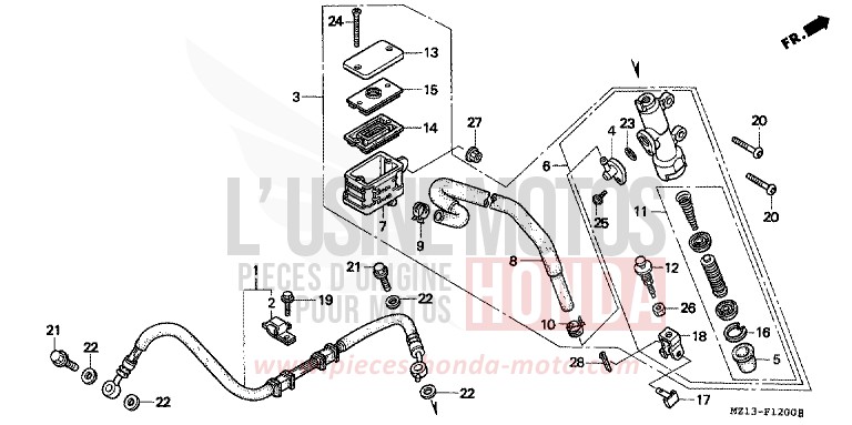 HAUPTBREMSE, HINTEN ZYLINDER von CB1000F "Big One" PEARL SHINING YELLOW (Y124E) von 1994